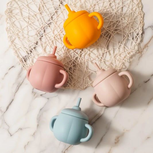 1PCS Baby Silicone Straw Cup BPA Free Portable Storage Snack Container Feeding Cup Kids  Learning Drink Cup Water Bottle
