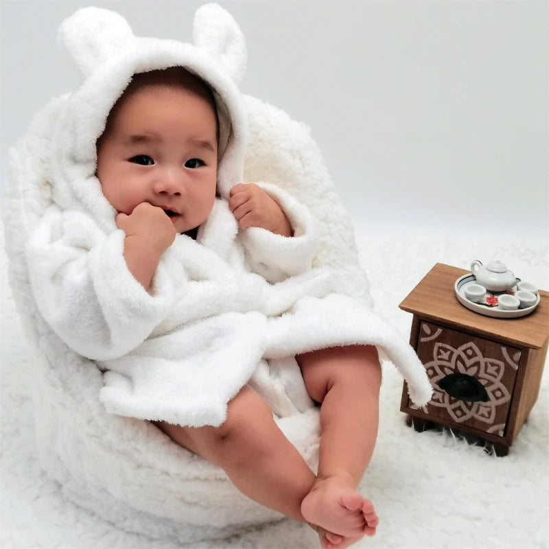 Baby Photo Shooting  Accessories Bath Robe Headwrap Plush Bathrobe Towel Infant Costume Photostudio Posing Suit Newborns Shower