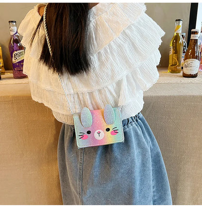 Mini Crossbody Bag for Children Cute Cartoon Cat Baby Girls Shoulder Bags PU Leather Boys Kids Small Coin Purse Handbags Wallet