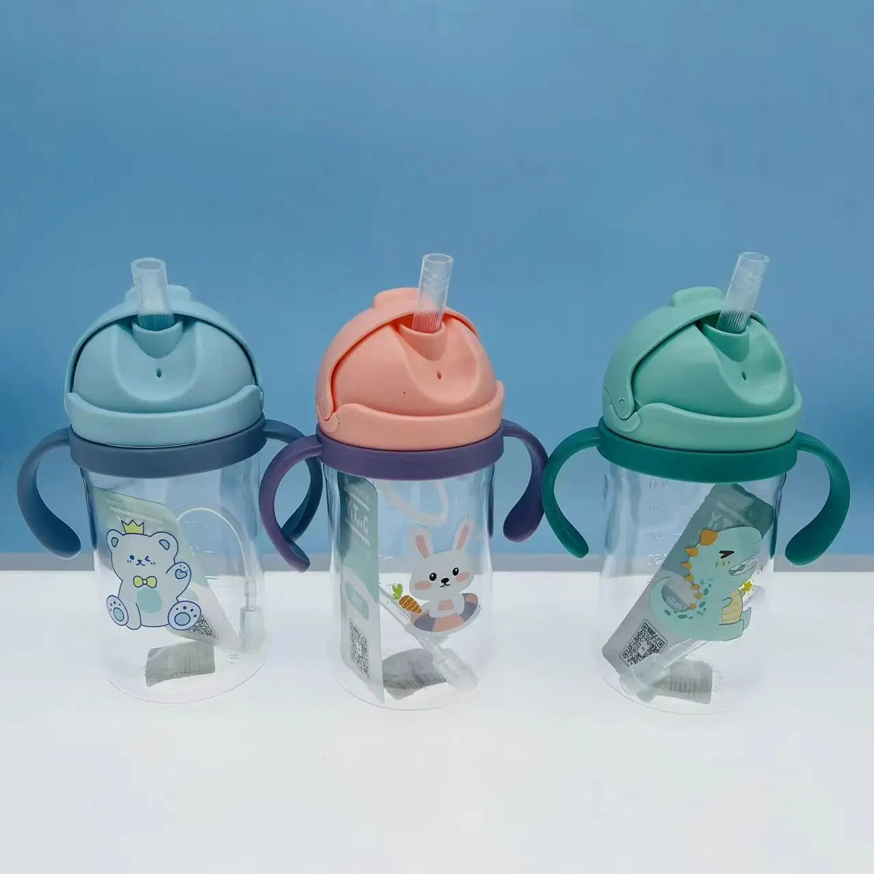 350ml Baby Bottles Drinking Cup Feeding Bottle with Straw Gravity Ball Wide-Caliber Kids Drinking Milk Water Dual-Use Bottle