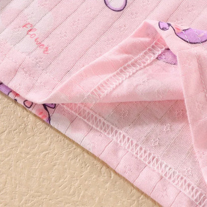 Summer Camisole Sling Tops+Shorts 2-Piece Set Girl's Soft Cotton Pajamas Fashion Cartoon Print Kids Home Clothes Casual Suit New
