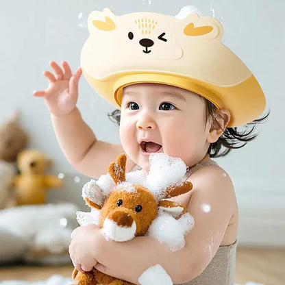 Baby Bathing Hat Adjustable Cartoon Ear Protection Shampooing Visor For Children Kid Showering Supplies For Boys And Girls Hair