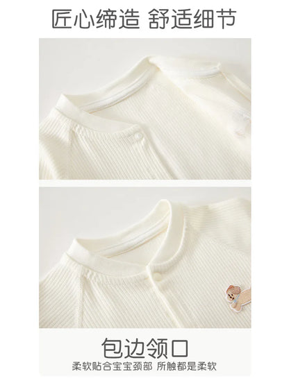 AYNIGIELL Baby Jumpsuit Spring and Autumn Sleepwear Pure Cotton Newborn Clothes 0-18 Months Newborn Boys and Girls Jumpsuit