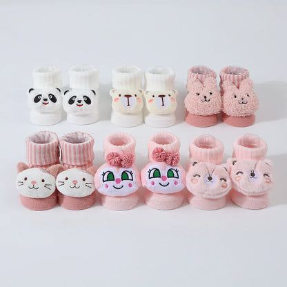 Baby Socks Spring and Autumn Soft Cotton Newborn Baby Socks in The Tube Cartoon 3D Doll Infant Boys Girls Socks 0-6 months