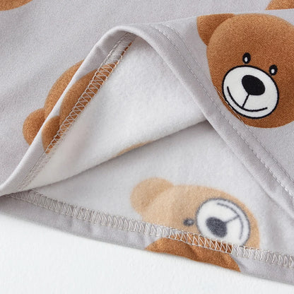 2-piece 2024 new autumn children's cute bear long-sleeved trousers suit boy leisure and comfortable home cover girl Joker pajama