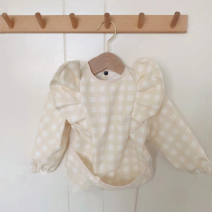 Baby Feeding Bibs Angel Wings Kids Waterproof Long Sleeve Art Smock Baby Stuff Anti-dirty Dinning Apron with Pocket for Newborn