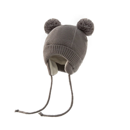 Winter Baby Stuff Hat for Boy Girls Accessories Knited Cap Kids Hat Fleece Warm Gloves Thick Winter Ear Kids Hat Baby Bonnet
