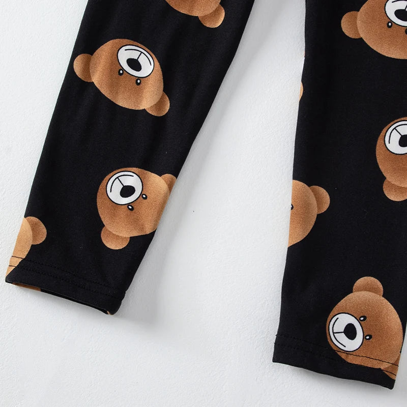 2-piece 2024 new autumn children's cute bear long-sleeved trousers suit boy leisure and comfortable home cover girl Joker pajama