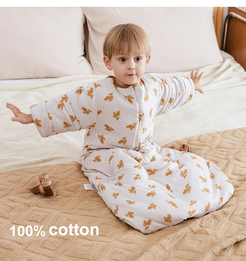 Sleeping Bag For Babies 0-24Months Thicker Winter Sleep Sack Removable Sleeves Kids Anti-Kick Prevent Cold Baby Blanket 3.5Tog