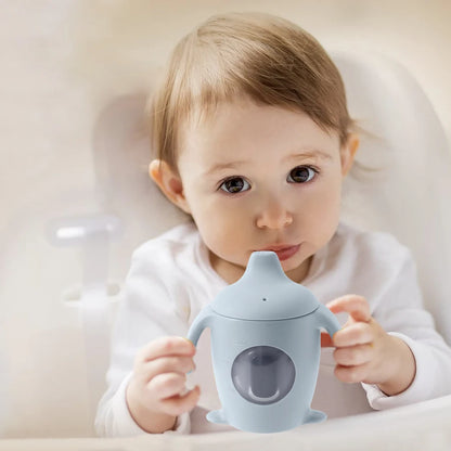 1PCS Toddler Trainer Cup Kids Dining Cup Baby Silicone Transparent Water Bottle With Handle  Milk Cups For Toddlers Baby Stuff