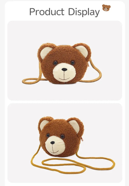 Cartoon Plush Crossbody Bag for Children Cute Animal Bear Coin Wallet Boys and Girls Mini Shoulder Bag Kawaii Plush Purses