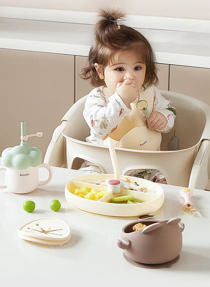 BANSHILI Baby Learning Feeding Cup Kid Feeding Drinkware Straw Bottles Anti-Hot Leakproof Silicone Tableware Toddler Water Bottl