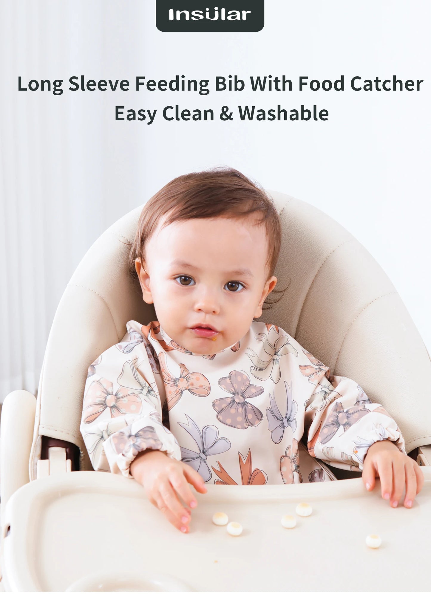 New Children Feeding Aprons Long sleeve Baby bib with Pocket Full Cover Baby Bibs with Pocket waterproof long sleeve bibs