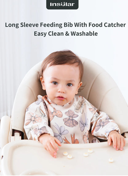 New Children Feeding Aprons Long sleeve Baby bib with Pocket Full Cover Baby Bibs with Pocket waterproof long sleeve bibs