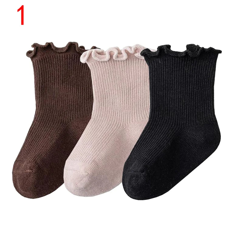 3Pair/lot New Boys and Girls Solid Color Baby Socks