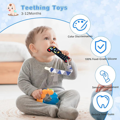Baby Toys 0 12 Months Silicone Teething Toy Remote Control Shape Bear Teether Chew Toys Relief Teeth Gum Sensory Toys for Babies