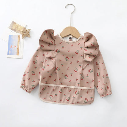 Baby Feeding Bibs Angel Wings Kids Waterproof Long Sleeve Art Smock Baby Stuff Anti-dirty Dinning Apron with Pocket for Newborn