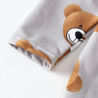 2-piece 2024 new autumn children's cute bear long-sleeved trousers suit boy leisure and comfortable home cover girl Joker pajama