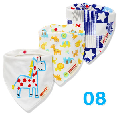 3pcs Organic Cotton Baby Scarf Muslin Burp Cloth Bandana Bibs Newborn Baby Boy Infant Girl Toddler Winter Scarf Waterproof Bib