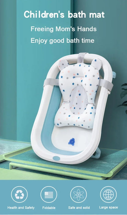 Ajustable Bath Tub Shower Cushion Newborn Support Seat Mat Baby Bath Seat Floating Water Pad Portable Foldable Baby Bathtub Pad