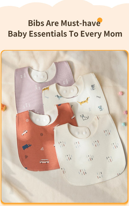 INSULAR Baby Bibs Newborn Cotton Soft Saliva Towel Infant Feeding Cloth Muslin Stuff Printing Pinny Waterproof U-shaped 3 Layers