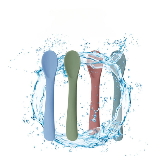 Food Grade Silicone Small Curved Spoon Baby Food Spoon Children Tableware Feeding Soft Spoon