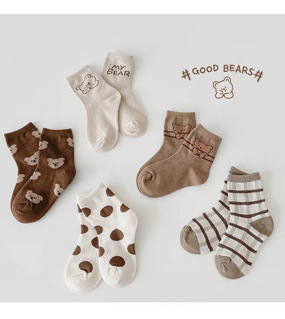 1-9T Kids Boys Girls Socks Autumn Cozy Sock Cute Bear Pattern Cotton Socks Children