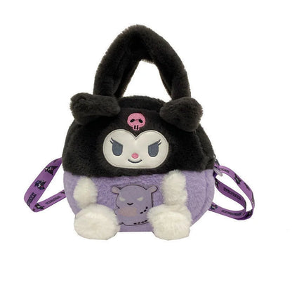 New Cartoon Sanrio Plush Bag Ins Versatile Kuromi Doll Doll Bag Cute Girl Handheld Small Bag