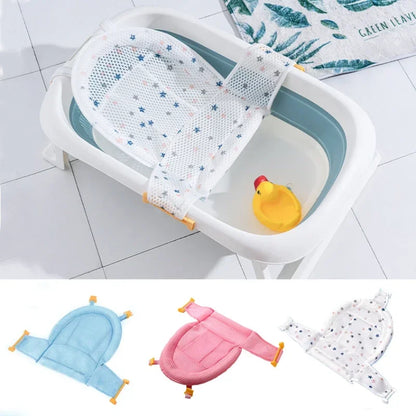 Baby Bath Mat Newborn T-Net Adjustable Newborn Bathtub Net Bath Protector Bath Accessories Baby Products Foldable Mat and Shower
