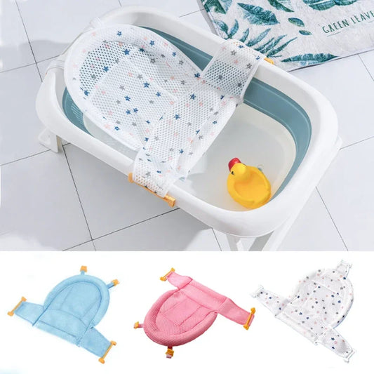 Baby Bath Mat Newborn T-Net Adjustable Newborn Bathtub Net Bath Protector Bath Accessories Baby Products Foldable Mat and Shower