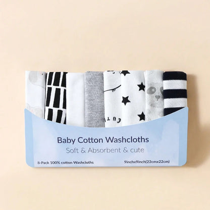 8 Piece Baby Saliva Wipes 100% Cotton Soft and Comfortable Shower Towels Newborn Bath Time Baby Wipes Cloths Handkerchief