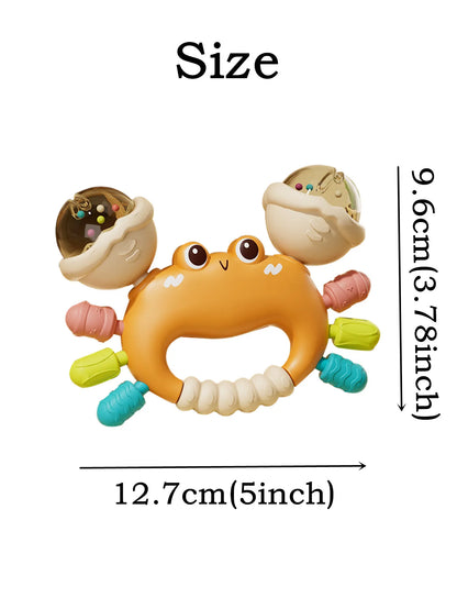 1pc Hand Rattle Portable Sensory Teething Toy Sand Hammer Crab Hand Grip Toys Early Educational Toys for Boys and Girls Gift