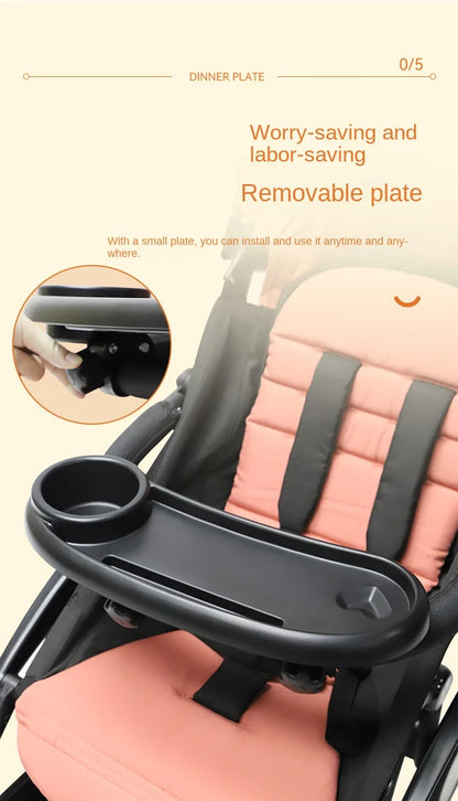 3 In 1 Baby Stroller Dinner Table Tray Phone Stand Plate Accessories Supplies for Toddler Infant Girl Boy Milk Bottle Cup Holder