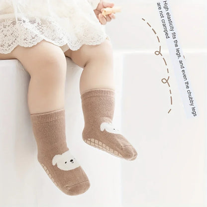 6/1 Pairs Autumn And Winter Large Area Dot Glue Baby Trampoline Socks, Baby Little Kids Non-slip Floor Socks Large Cartoon Strai