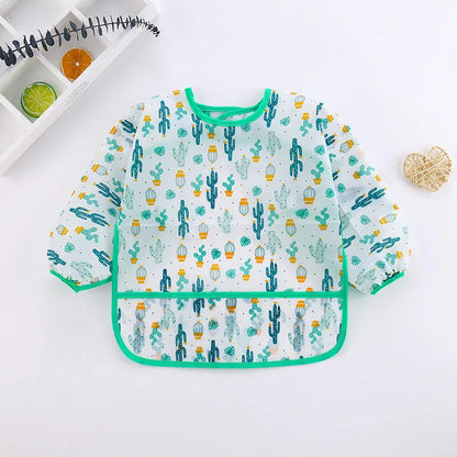 Baby Bibs Cute Children Baby Stuff Toddler Waterproof Long Sleeve Art Smock Feeding Bib Apron for Kids