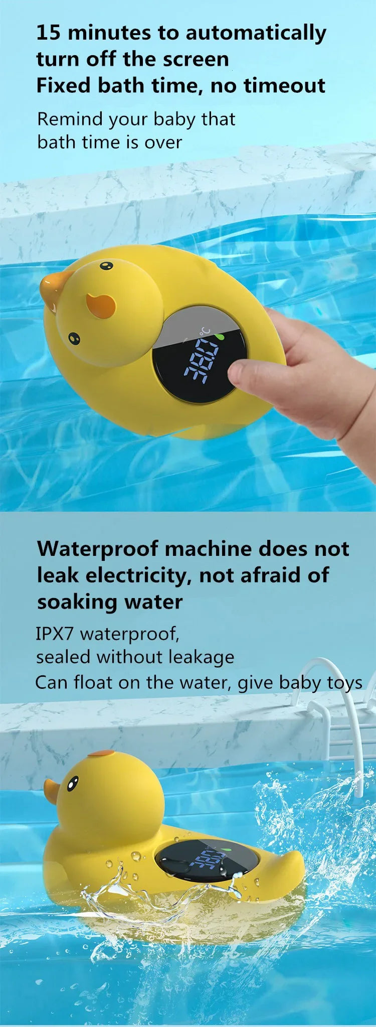 Little Yellow Duck Thermometer Baby Bathtub Shower Water Thermometer Baby Safe Temperature Sensor Floating Waterproof Baby
