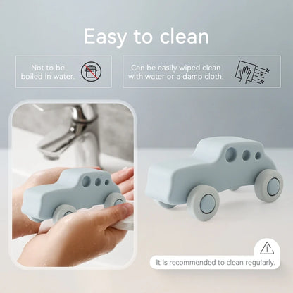 Montessori Baby Silicone Car Toys 0 12 Months Newborn Baby Things Silicone Baby Teether Toy Car  Educational Toy Silicone Blocks