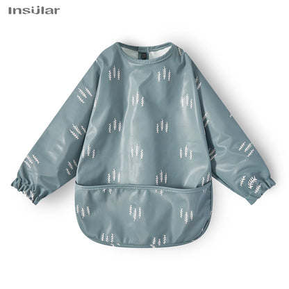 New Children Feeding Aprons Long sleeve Baby bib with Pocket Full Cover Baby Bibs with Pocket waterproof long sleeve bibs