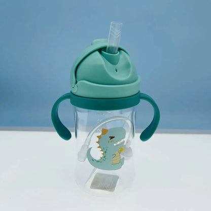 350ml Baby Bottles Drinking Cup Feeding Bottle with Straw Gravity Ball Wide-Caliber Kids Drinking Milk Water Dual-Use Bottle