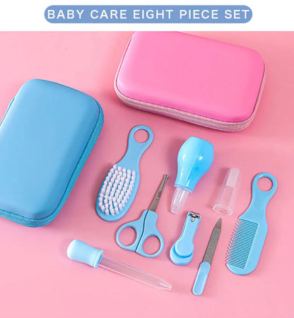 8/13pcs Baby Care EVA Bag Eight-piece Set Baby Nasal Aspirator Nail Scissors Cartoon Set Daily Cleaning Supplies Care Bag