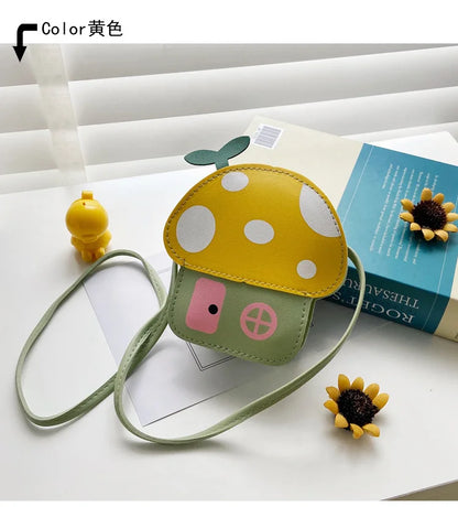 New Kids Messenger Bag Cute Cartoon Mushroom House Styling Coin Purse for Baby Girls Fashion Princess Shoulder Bag Girls Gifts