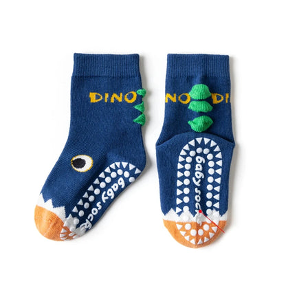 5 pairs of children's mid tube socks, spring and autumn adhesive point floor socks, playground anti slip socks, trampoline socks