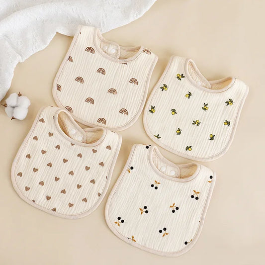 New Gauze U-shaped Baby Bibs Cute 6 Layers Cotton Saliva Towel Newborn Burp Cloths Bandana Scarf for Boy Girl Feeding Drool Bib