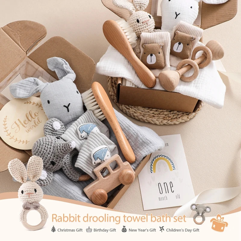 Baby drool Towel Toy Set Milestone Cards Accessories Photography Props Monthly Growth Commemoration Babies Photos Birth Gift Set