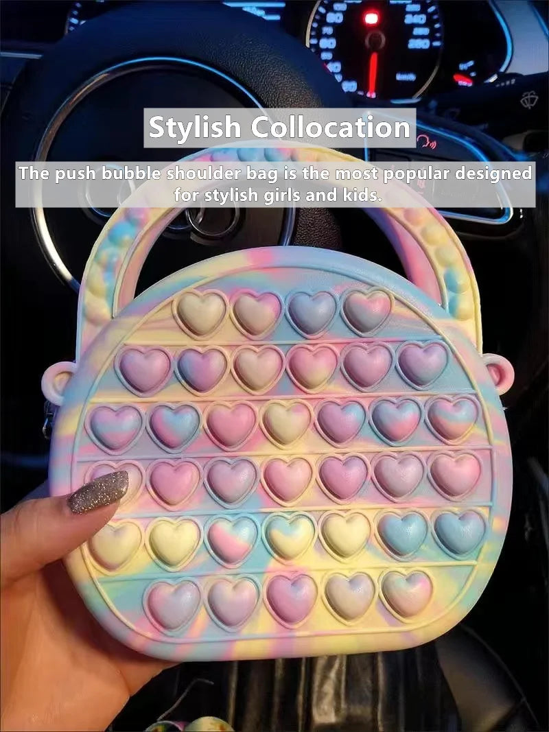 Pop Purse Silicone Sensory Push Pop Bubble Bag Crossbody Bag Antistress Toys Reliver Autism Handbag Coin Pouch for Kids