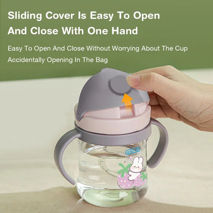 250ml Baby Feeding Cup with Straw Children Learn Feeding Drinking Bottle Animal Design Kids Training Cup with Straw BPA Free