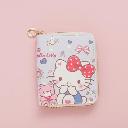 Sanrio Hello Kitty Coin Purse Cute Cartoon Short Wallet Cartoon Student Mini Zipper Ladies Practical Fashion Kawaii Coin Purse