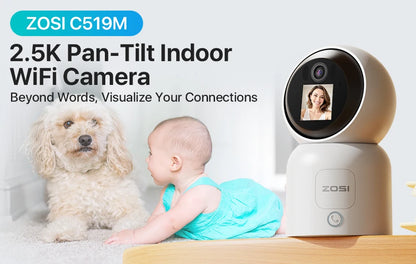 ZOSI C519M 4MP HD Indoor Baby Monitor 1.44 Inch Screen 2.4G/5G WiFi Video Call Auto Tracking Wireless IP Smart Surveillance Cam