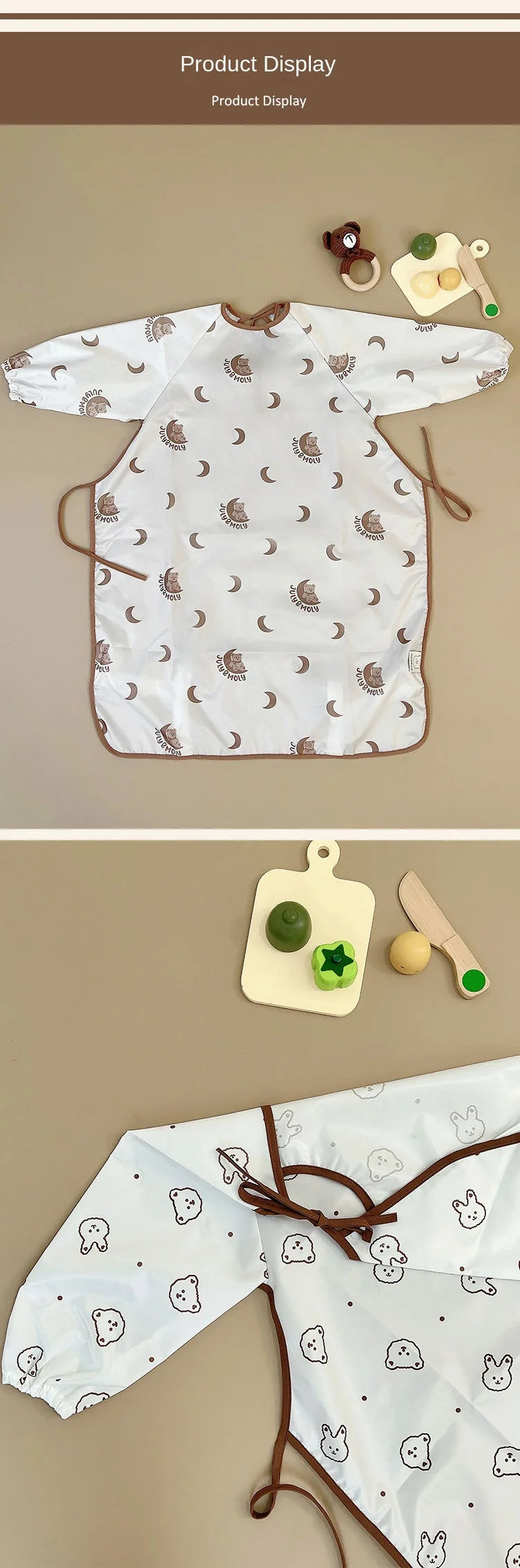 Feeding Bib for Baby Boys Girls 6-36Month Waterproof Bib Apron Smock with Table Cover Infant Mess Free Full Coverage Bib