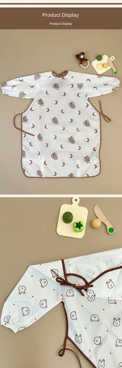 Feeding Bib for Baby Boys Girls 6-36Month Waterproof Bib Apron Smock with Table Cover Infant Mess Free Full Coverage Bib